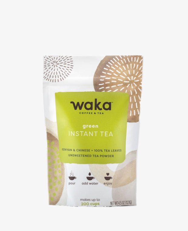 Waka Quality Instant Tea Unsweetened Green Tea Kenyan Chinese Blend 100 Tea Leaves 4.5 oz Bulk Bag