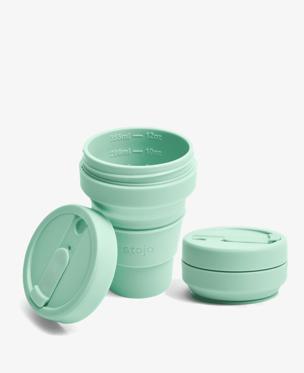 12 oz Collapsible Coffee Cup by Stojo Sea Foam