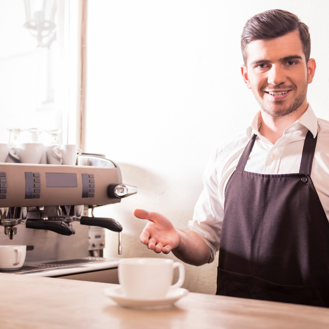 a person whose job involves preparing and serving different types of coffee