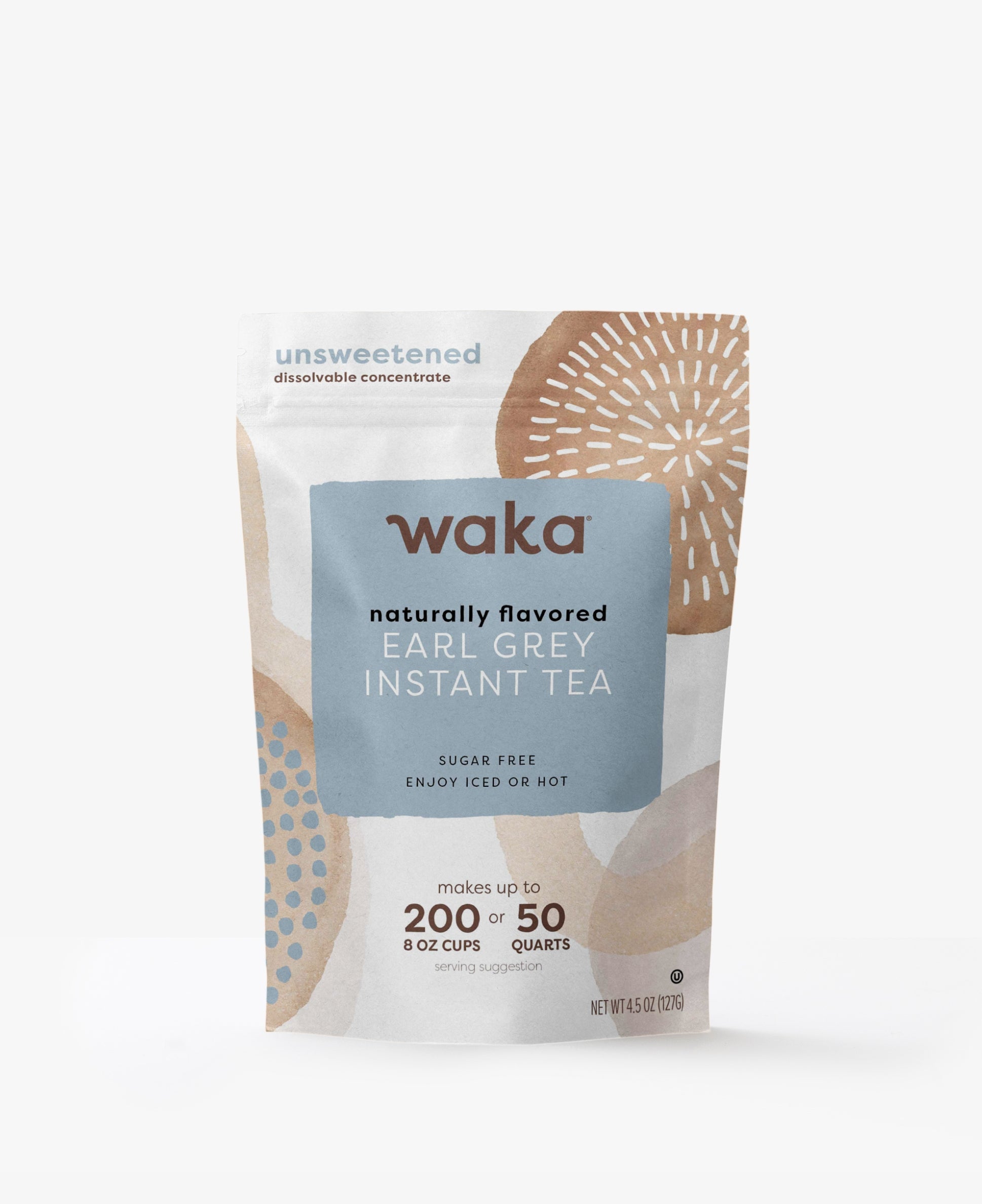 Waka Earl Grey instant tea package on a white background