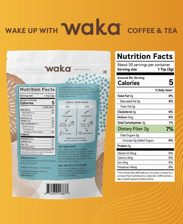 Prebiotic Black Instant Tea Powder — with FOS Prebiotic Fiber, 5.3 oz