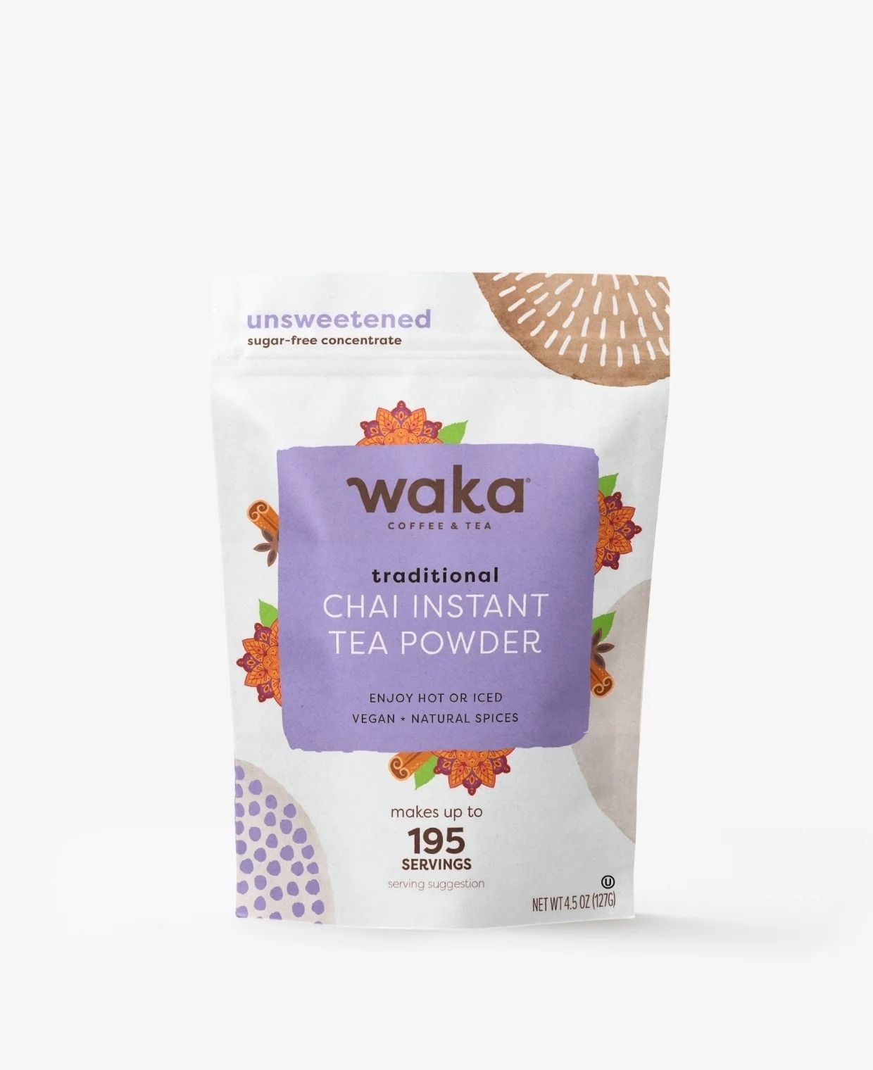 Unsweetened Vegan Traditional Instant Chai Tea - 4.5 oz Pouch