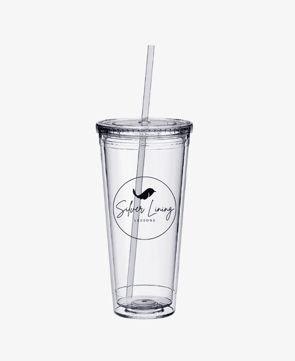 Silver Lining Lessons 32 oz Double Wall Acrylic Clear Tumbler