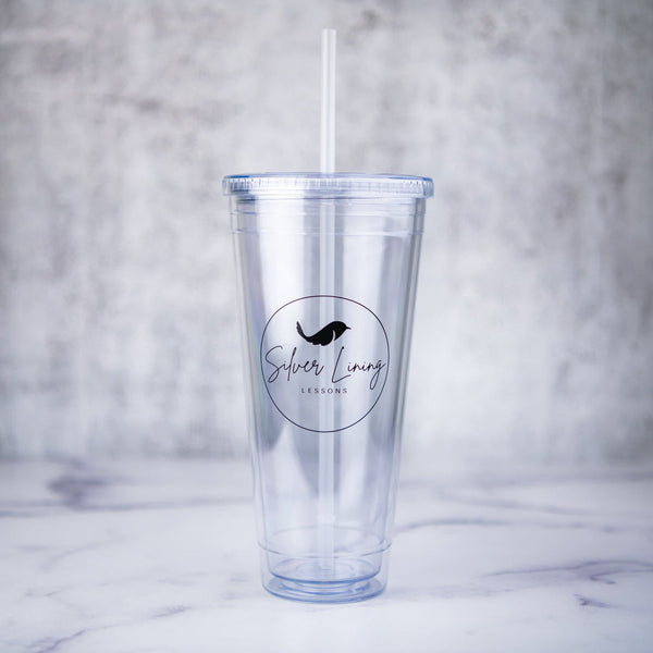 Silver Lining Lessons 32 oz Double Wall Acrylic Clear Tumbler