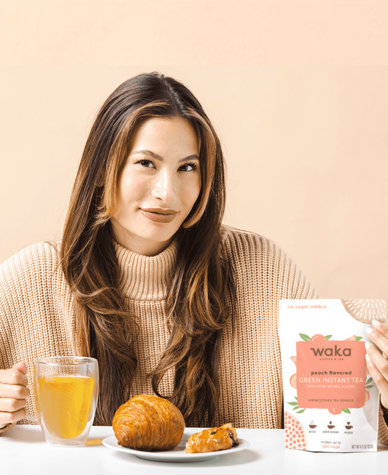 Unsweetened Peach Flavored Green Instant Tea - 4.5 oz Pouch