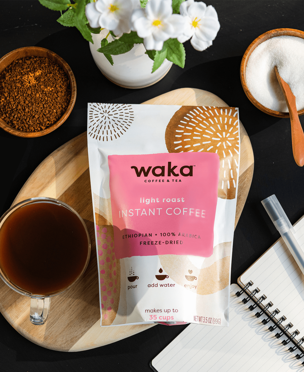 Waka Light Roast Ethiopian Instant Coffee 3.5 oz Bag