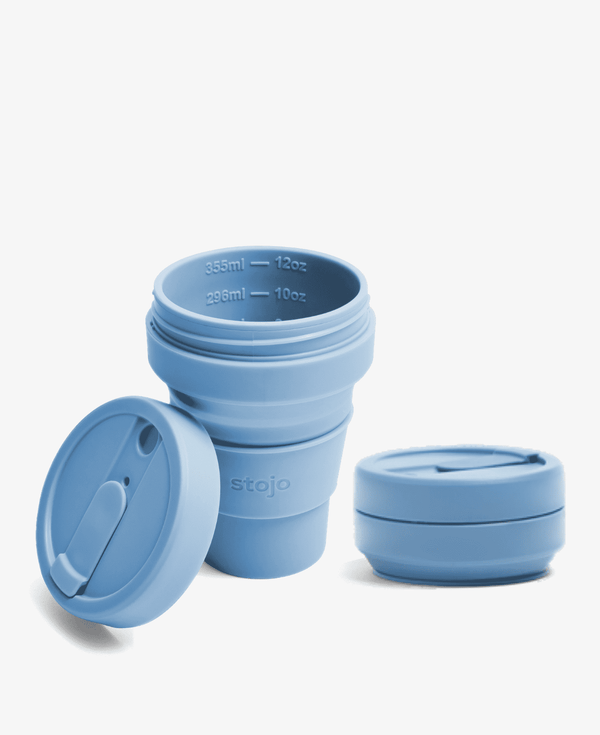 12 oz Collapsible Coffee Cup by Stojo - Steel